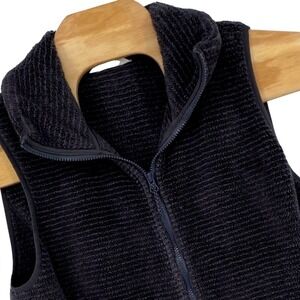 Mountain Khakis Vest Womens XL Charcoal Gray Striped High Pile Fleece Full Zip